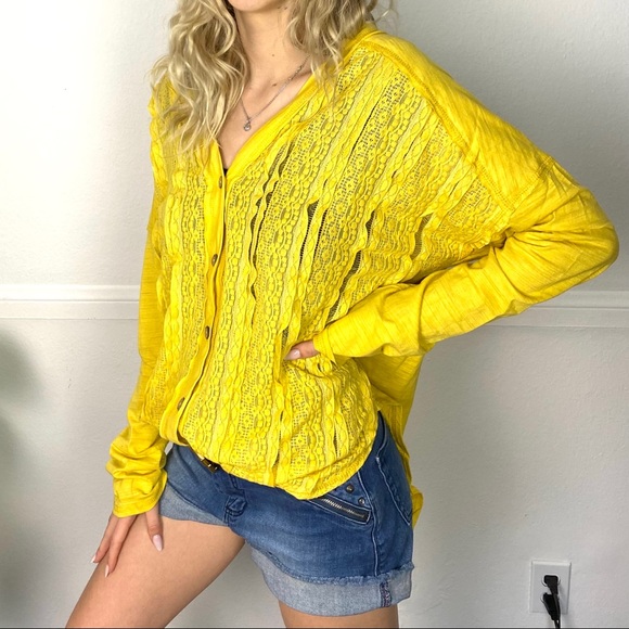 Crochet Lace Button Down Cardigan Boho Peasant - Picture 6 of 10